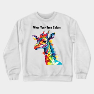 Wear Your True Colors Giraffe Watercolor AI Digital Art Crewneck Sweatshirt
